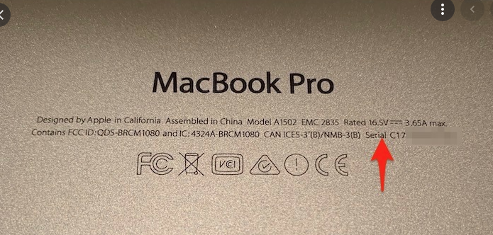 check macbook serial number