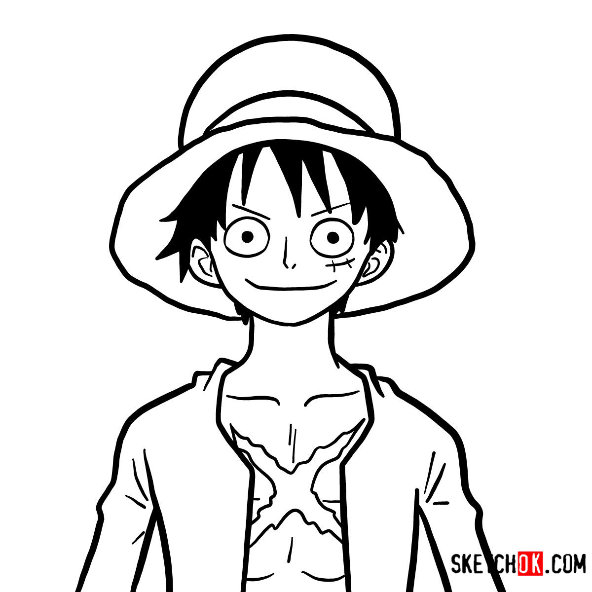 how to draw luffy