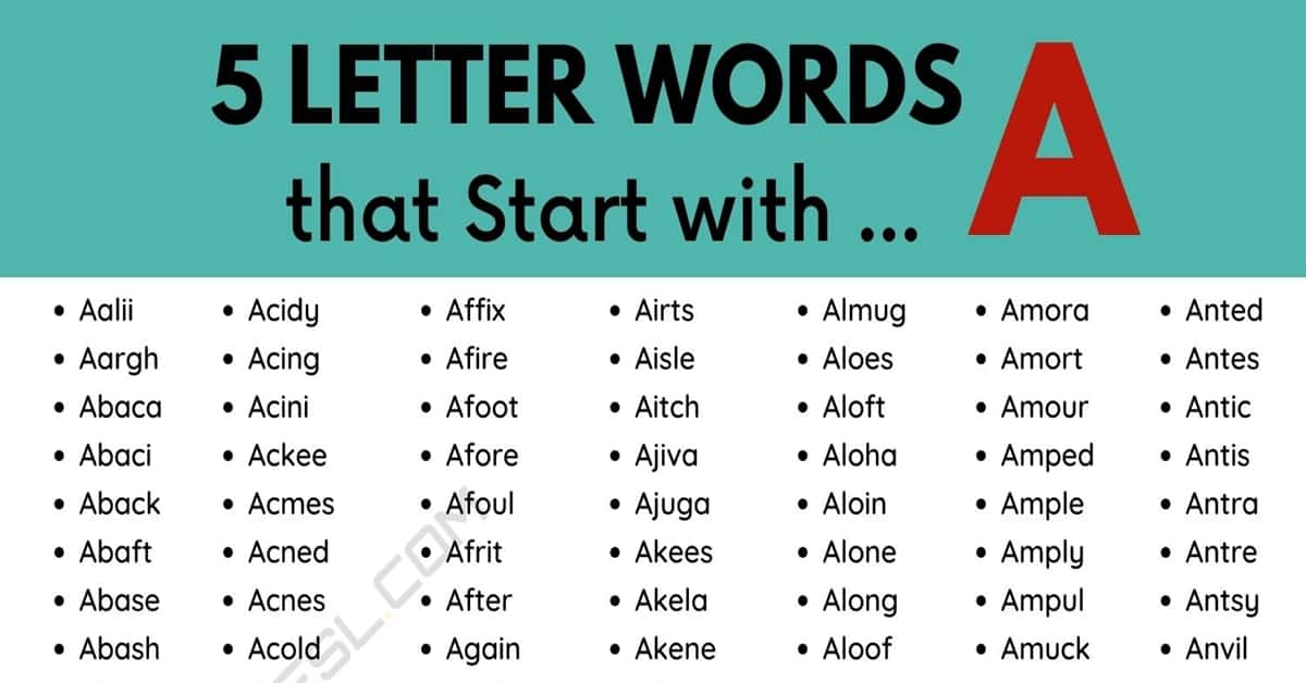 5 letter words with a s h