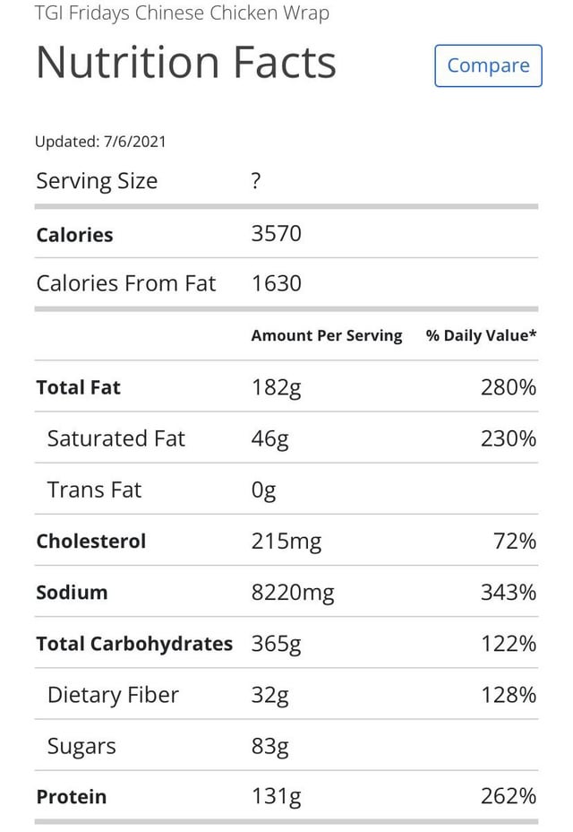 tgi fridays australia nutritional information