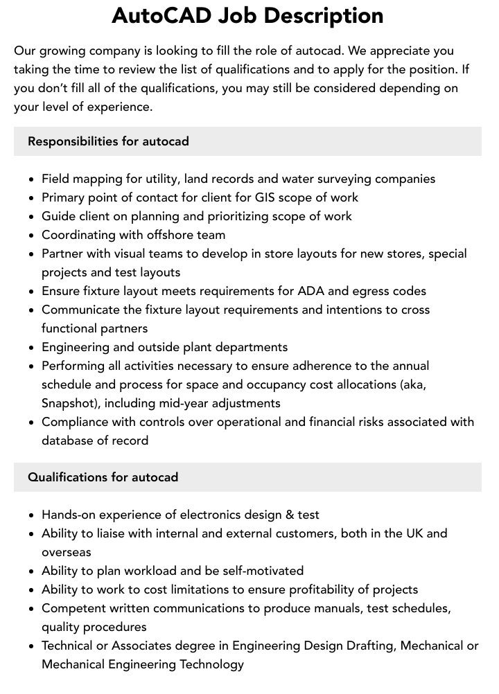 mechanical engineering autocad jobs