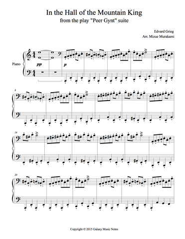 the hall of the mountain king sheet music