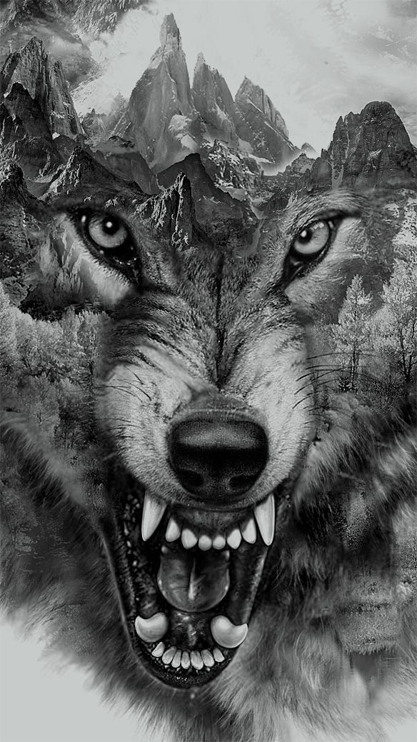 angry lone wolf tattoo