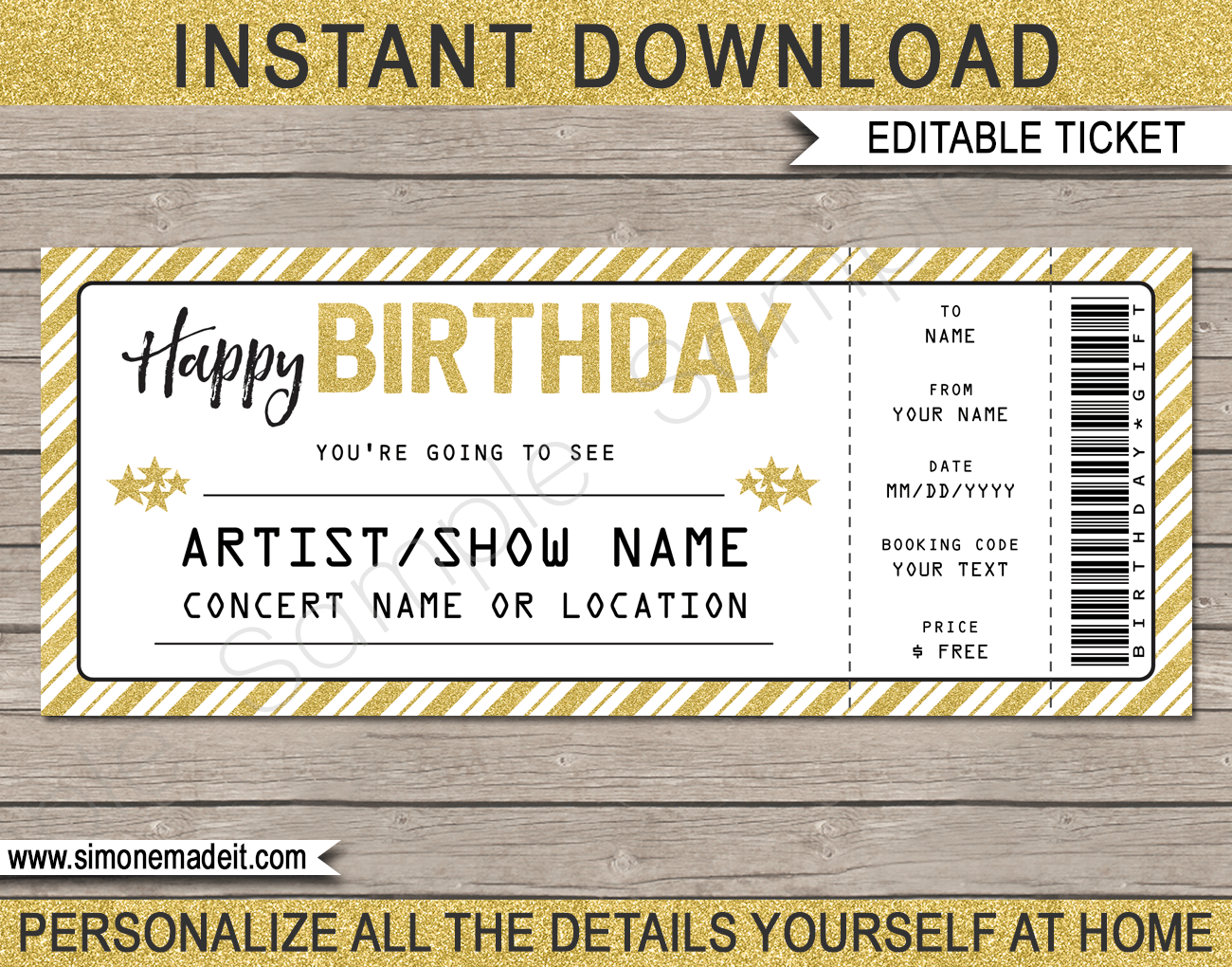 birthday concert ticket template free