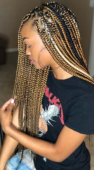 box braids black and brown