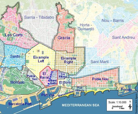 map of barcelona neighbourhoods