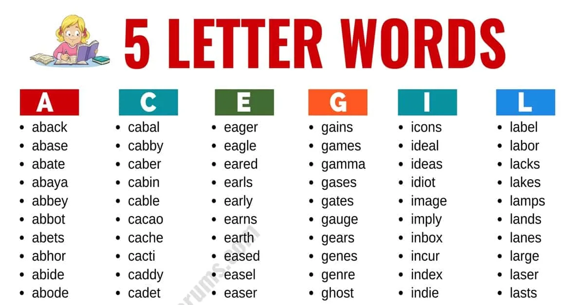 5 letter word using these letters