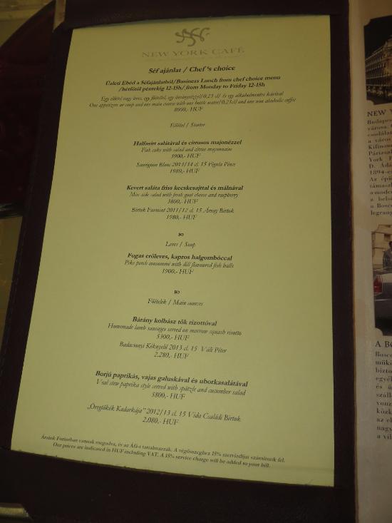 new york cafe budapest menu