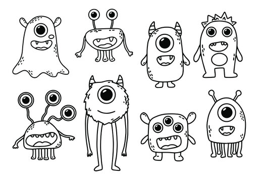 cute doodle monsters