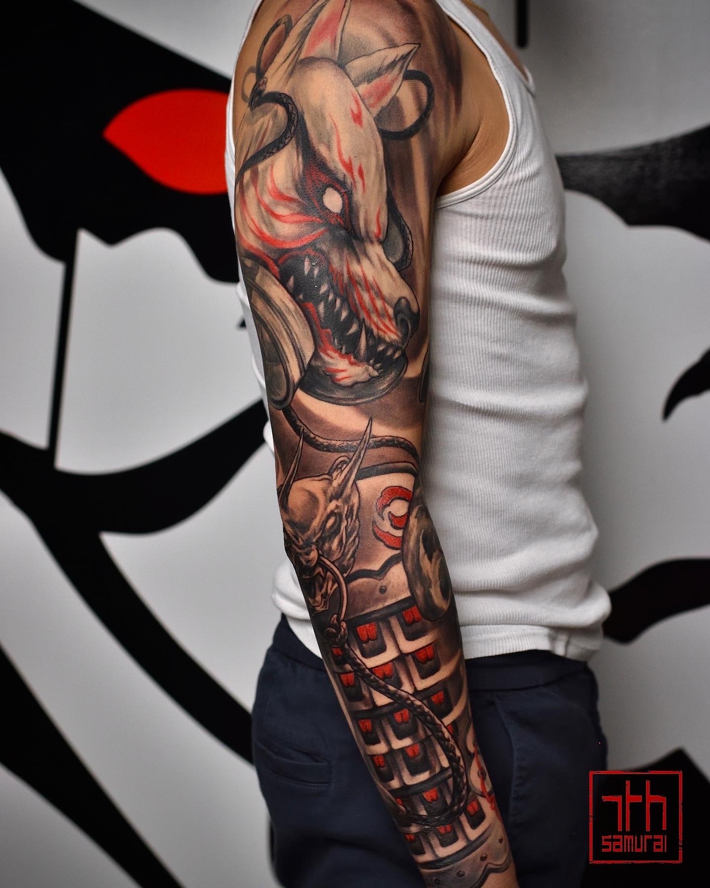 samurai japanese sleeve tattoo