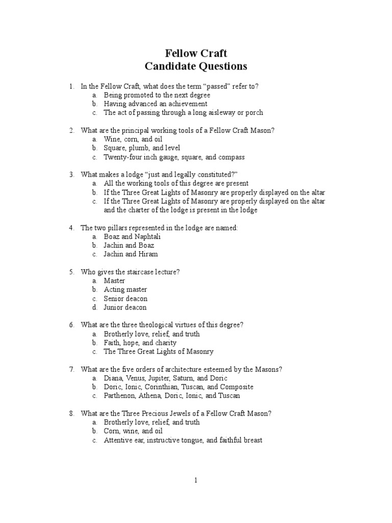 masonic third degree questions and answers