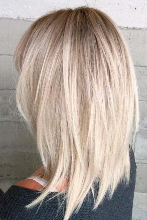 blonde mid length hair with layers