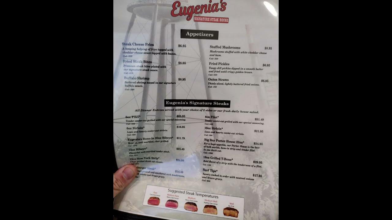 eugenias steakhouse conway s.c. menu