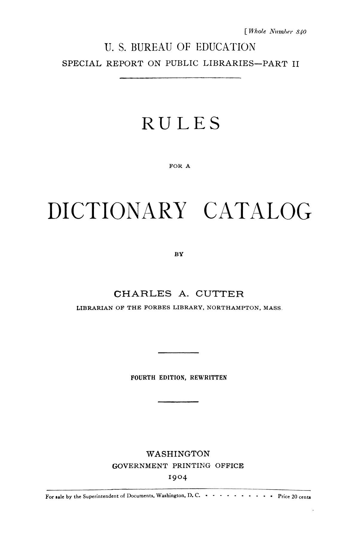 rules for dictionary catalogue