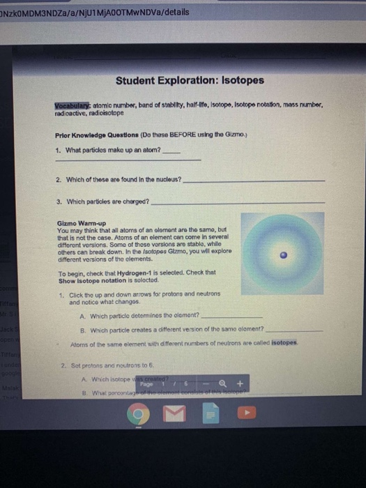 isotopes gizmo answer key