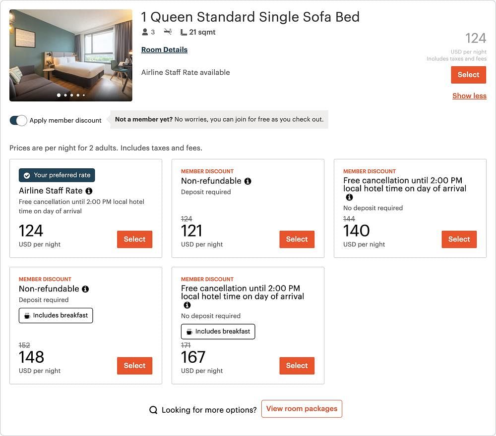 ihg airline staff rate