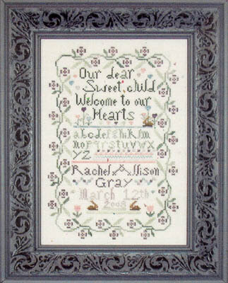 cross stitch birth sampler