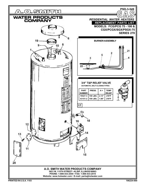 ao smith water heater parts