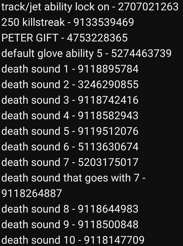 id codes for songs on roblox