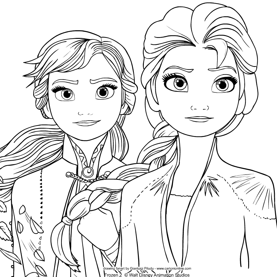 dibujos elsa y anna para colorear