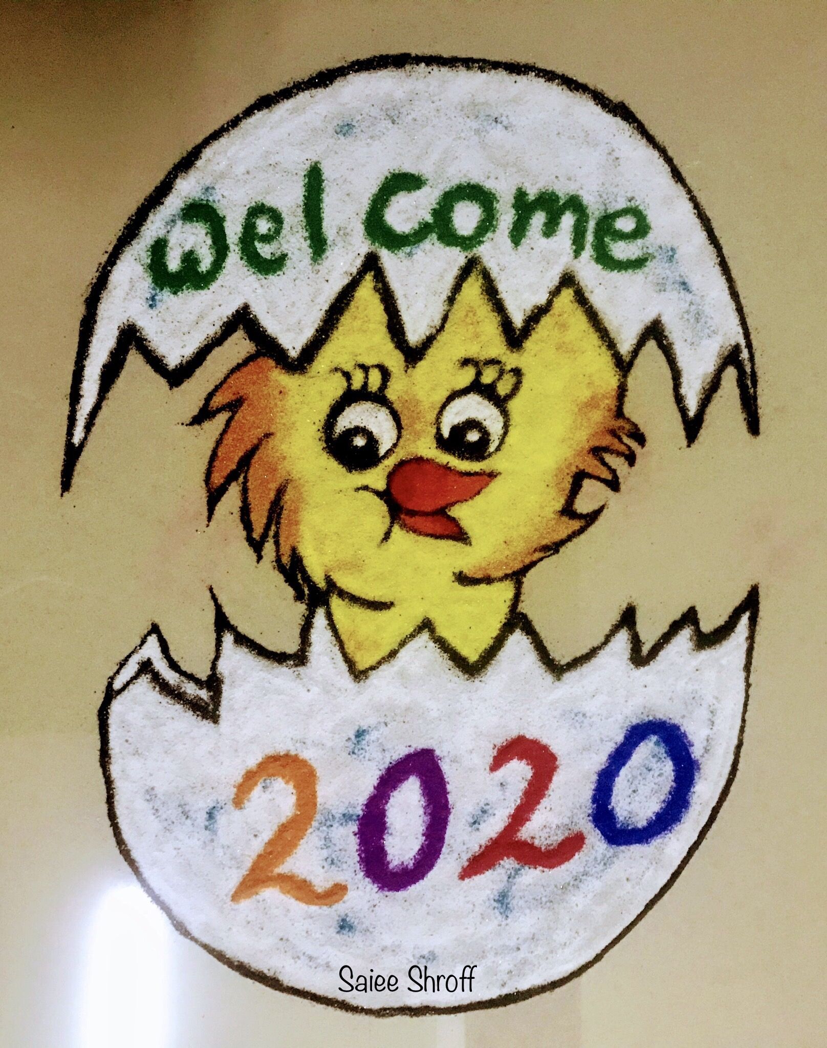 new year rangoli cartoon