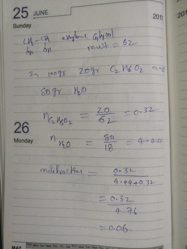 calculate the mole fraction of ethylene glycol