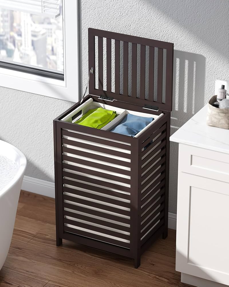 wooden laundry hamper