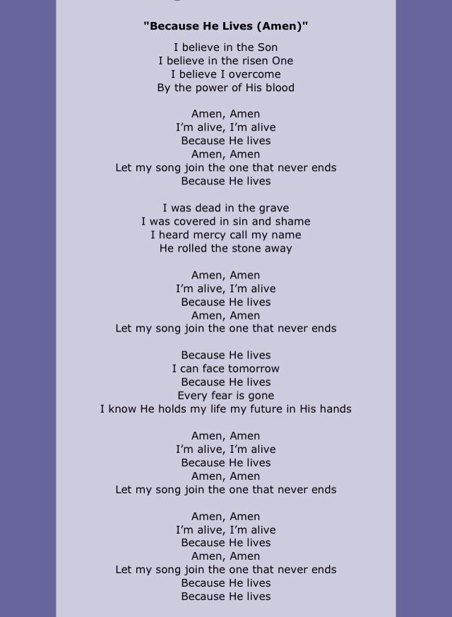 because he lives lyrics