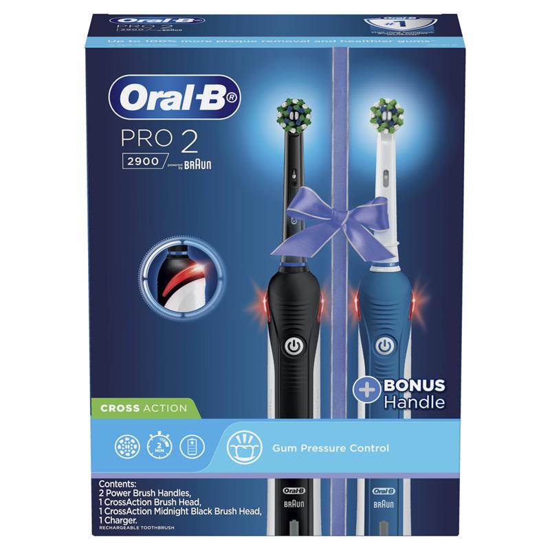 oral b power toothbrush pro 2 dual handle pack