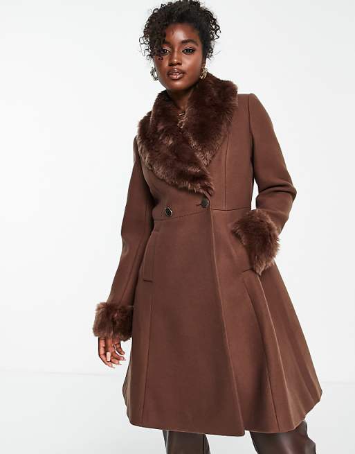 coat with fur collar and cuffs