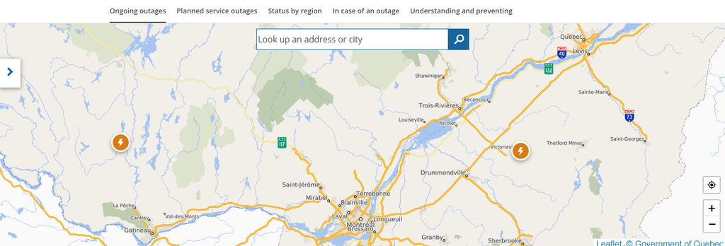 power outage map hydro quebec