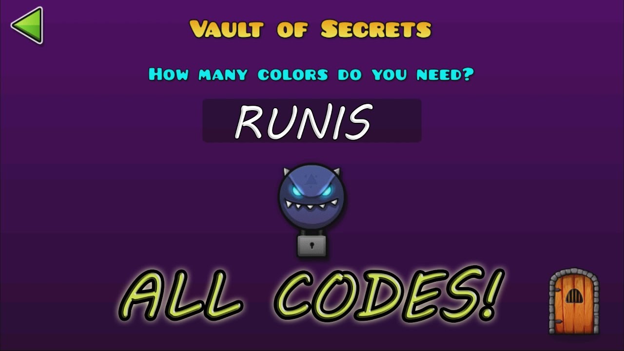 all codes vault of secrets geometry dash