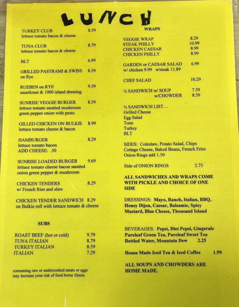 sunrise cafe freeport menu