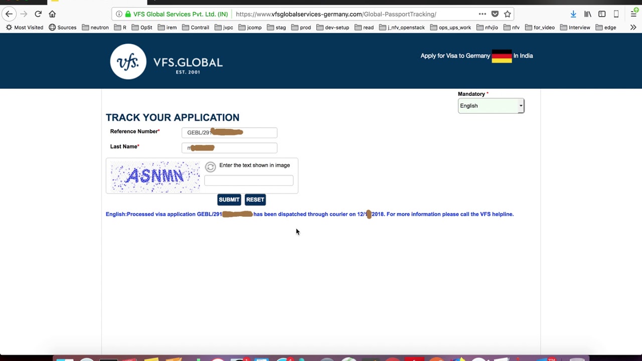 vfs global schengen visa tracking