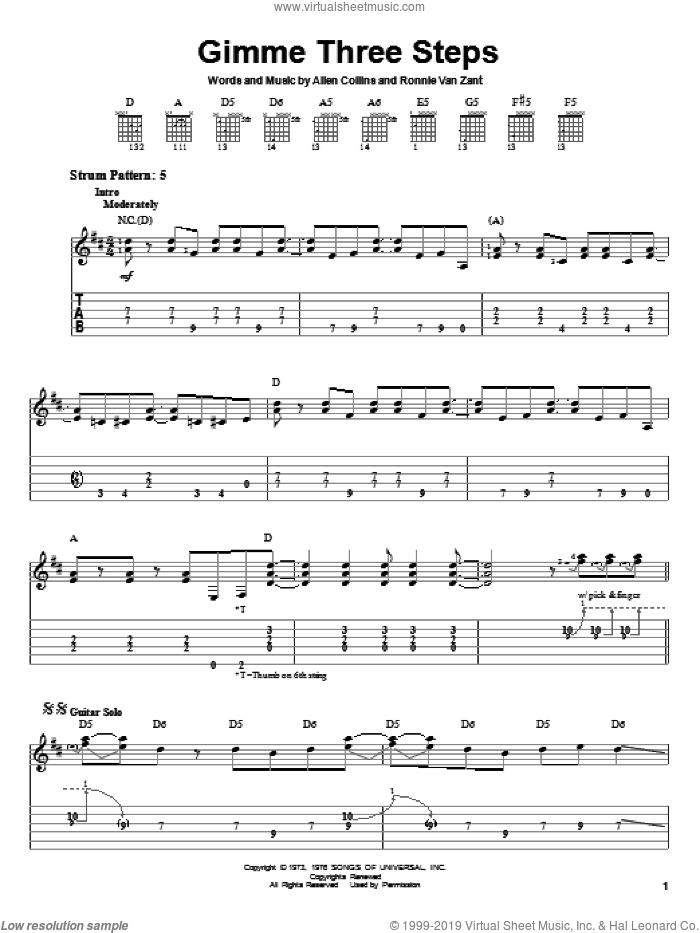 gimme three steps lyrics and chords