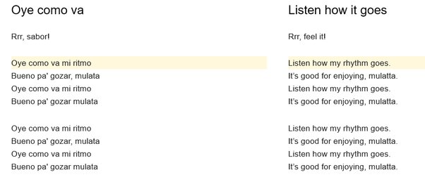 oye como va lyrics in spanish and english