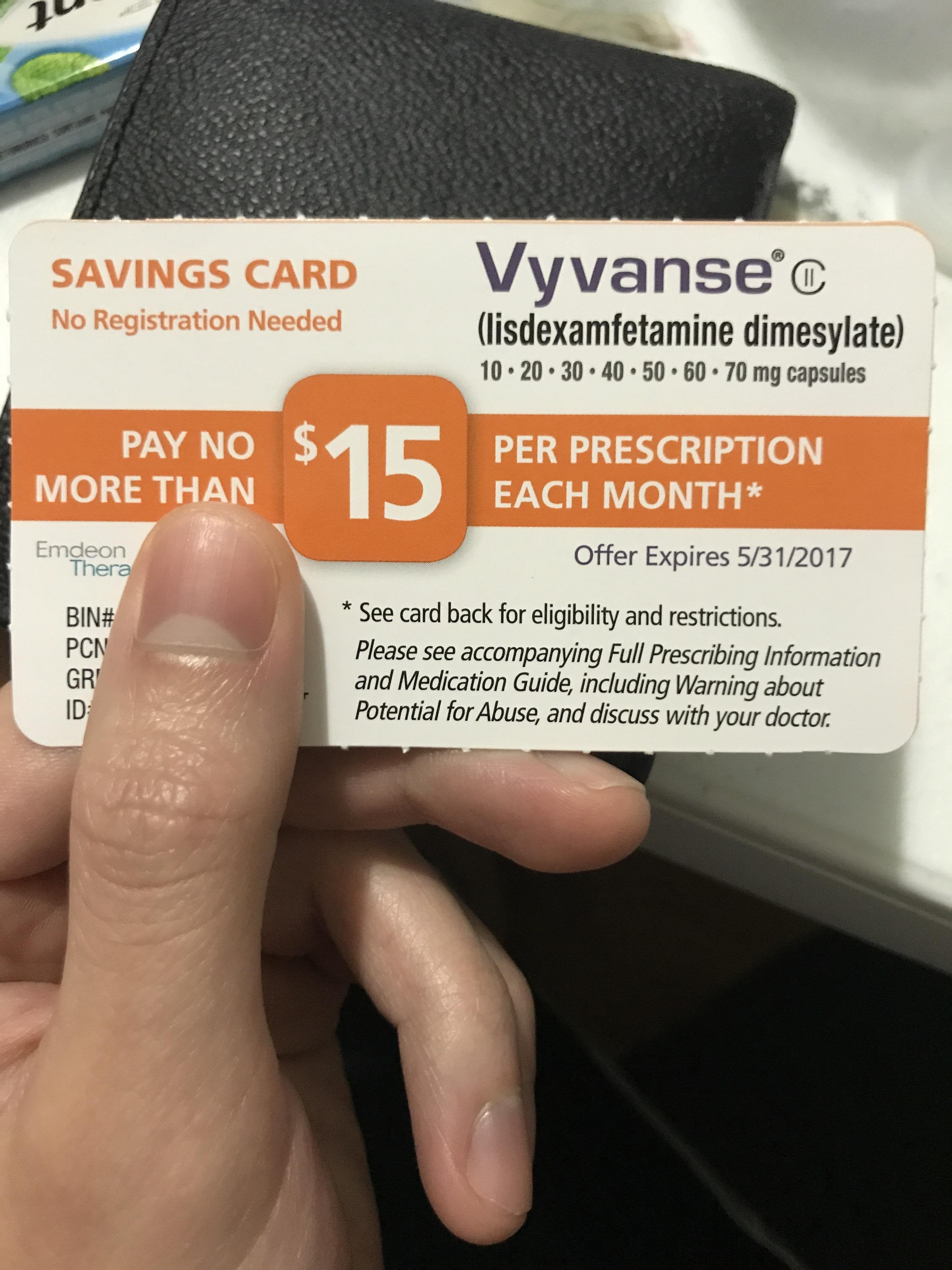 vyvanse savings card pay no more than $15