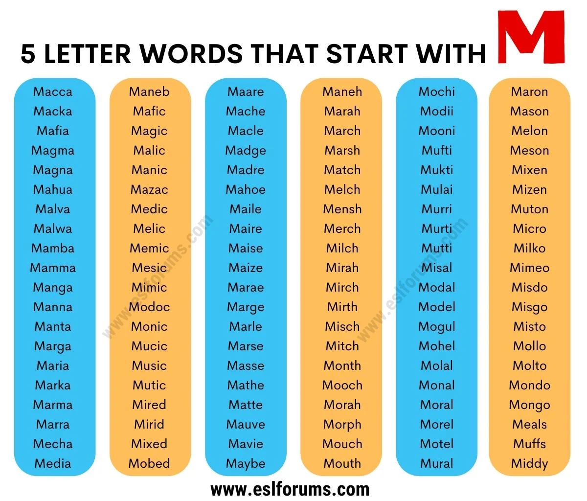 five letter words that start with mea