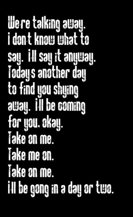 take on me lyrics