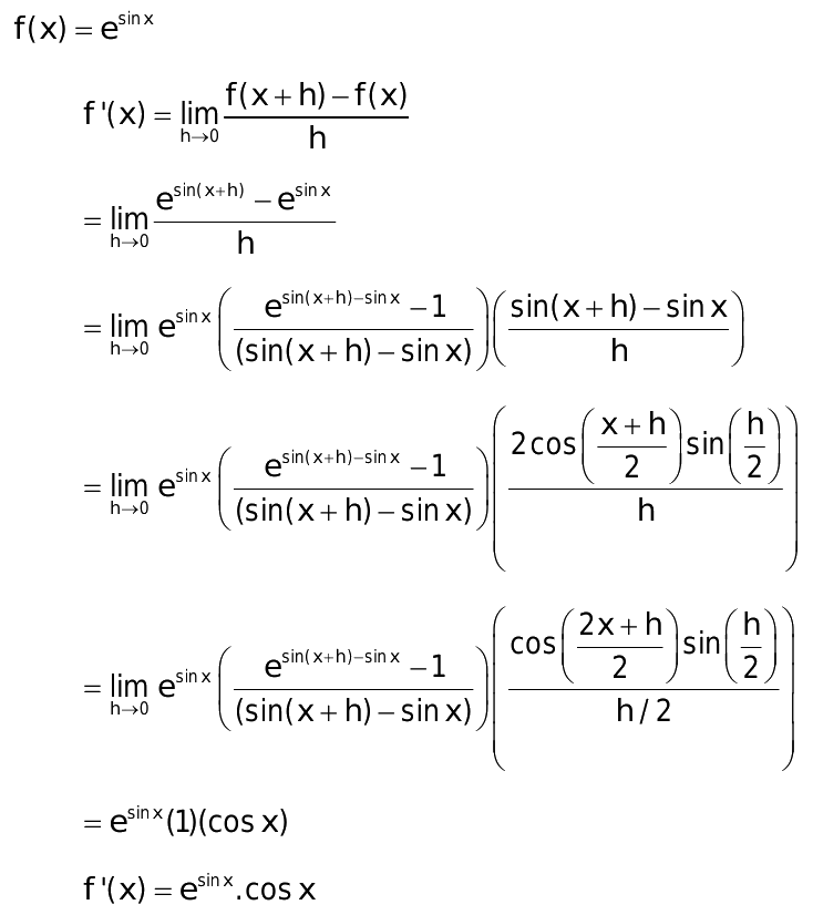 find the derivative of sinx from first principle