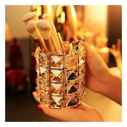 gold makeup brush holder