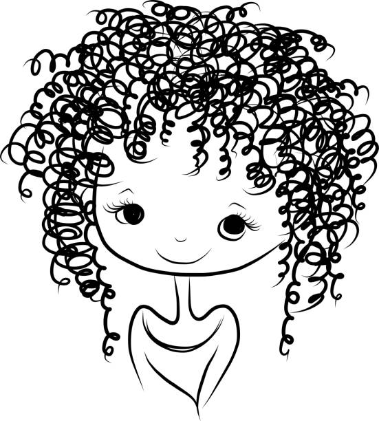 curly hair girl clipart