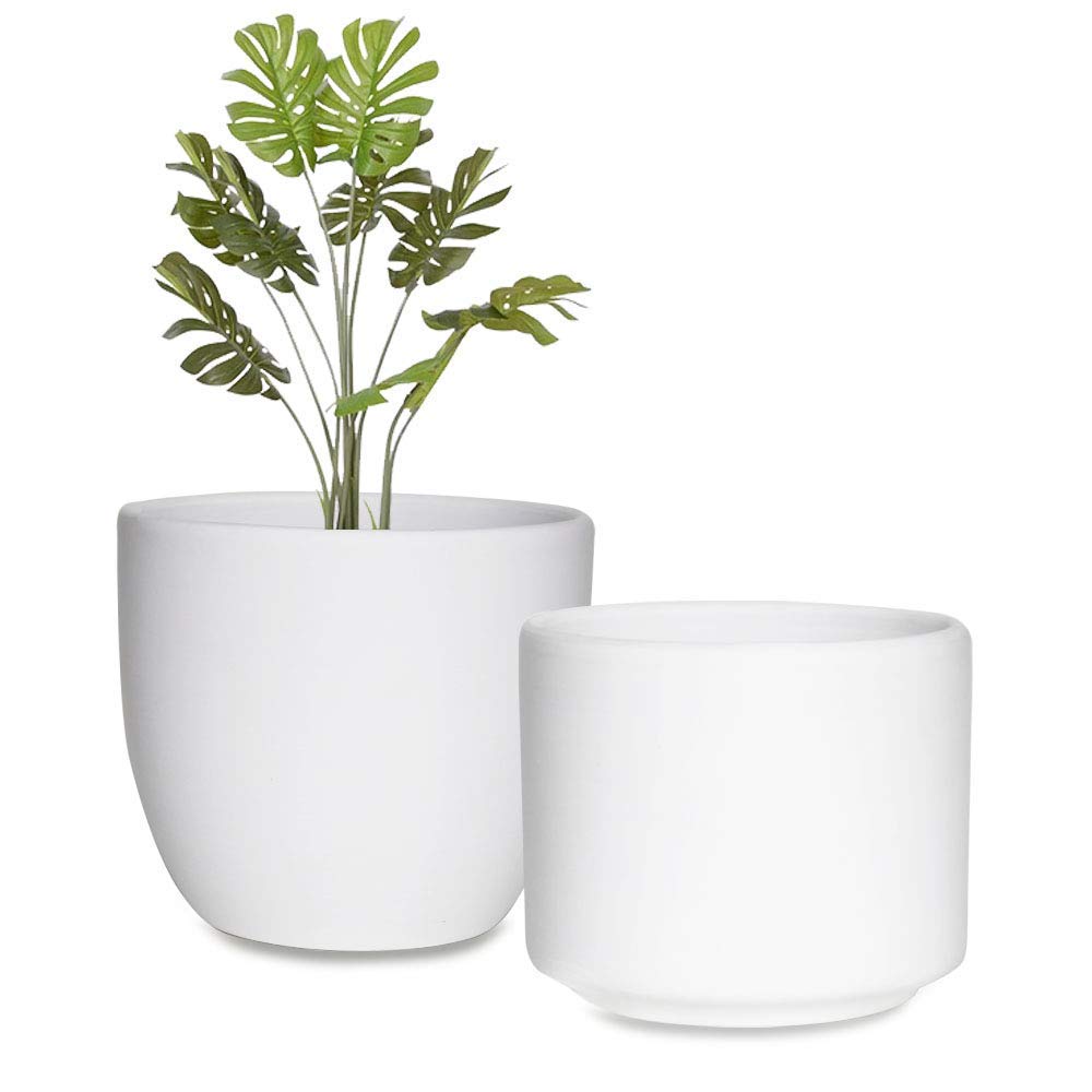 white ceramic flower pots