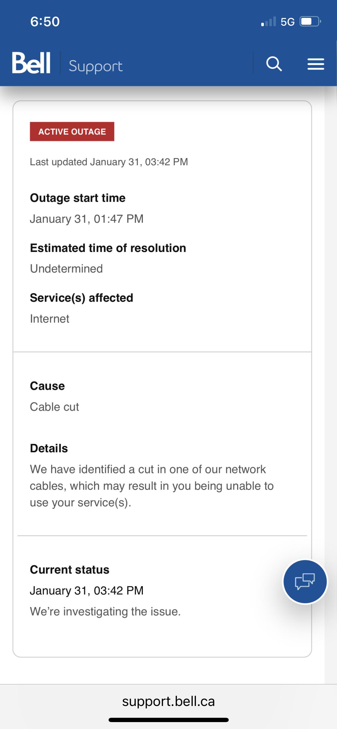 bell internet outage toronto