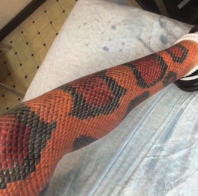 leg snake tattoo