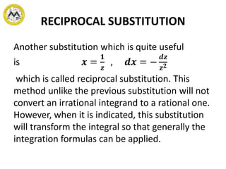 integration by reciprocal substitution