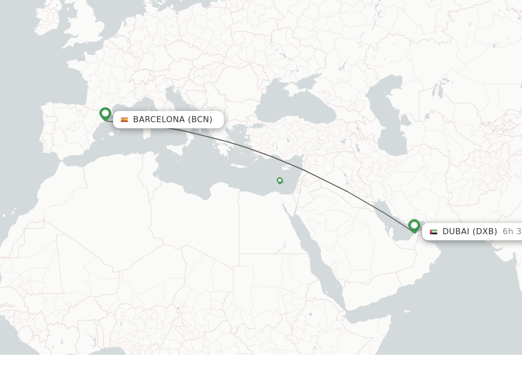 barcelona to dubai flight time