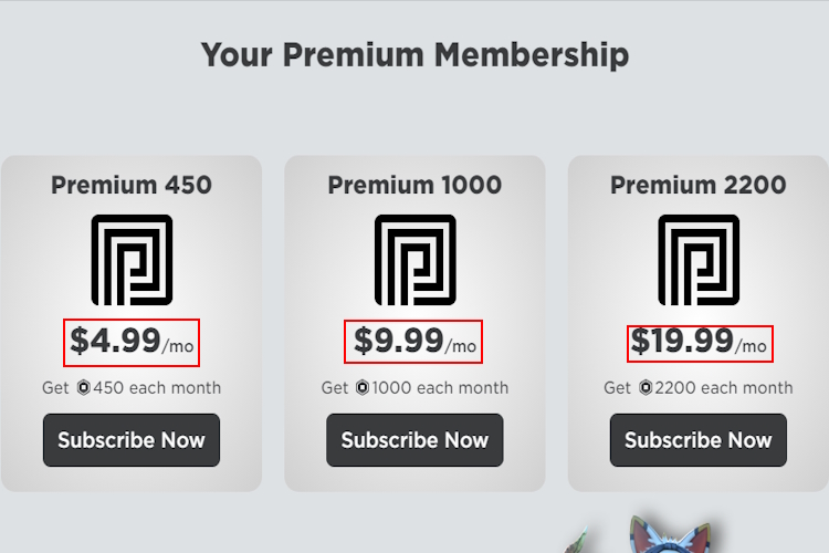 roblox premium 450