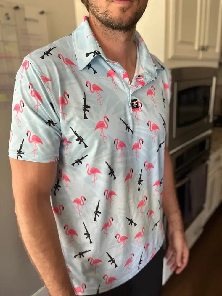 mens shirt with flamingos