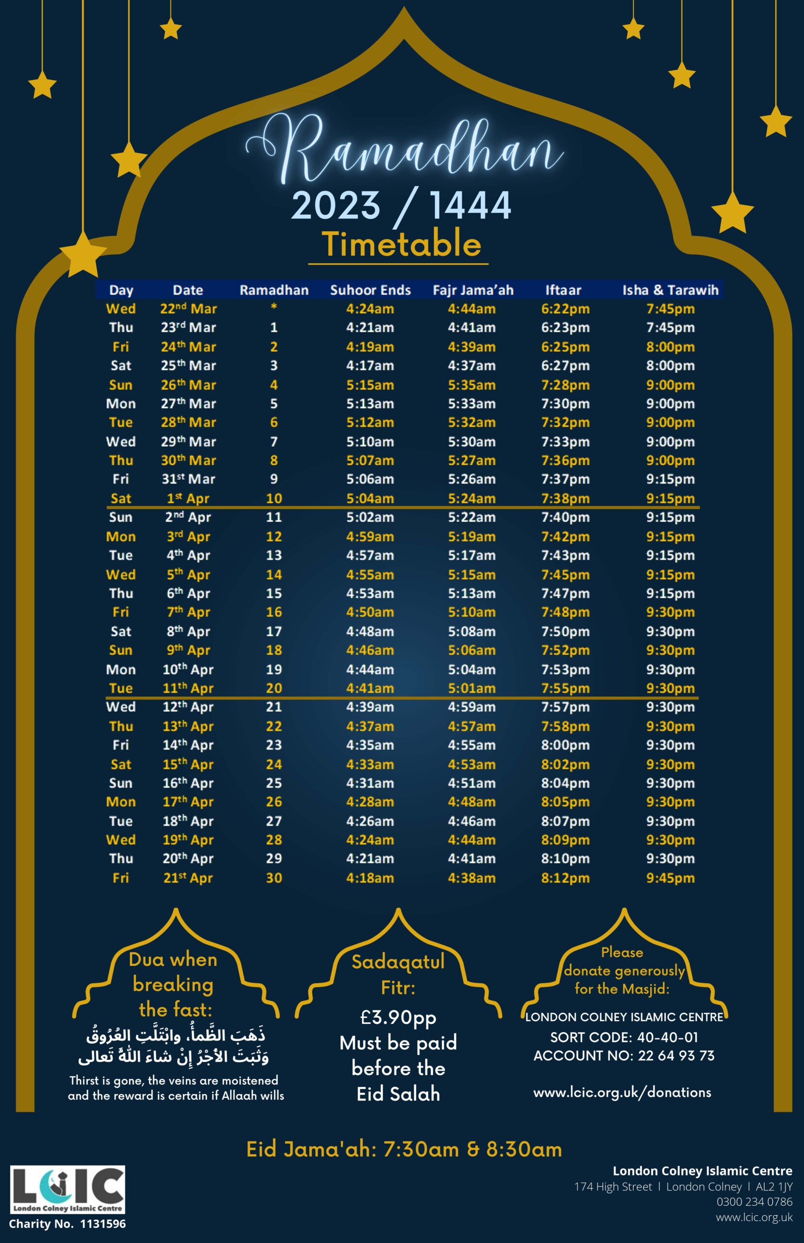 iftar time london